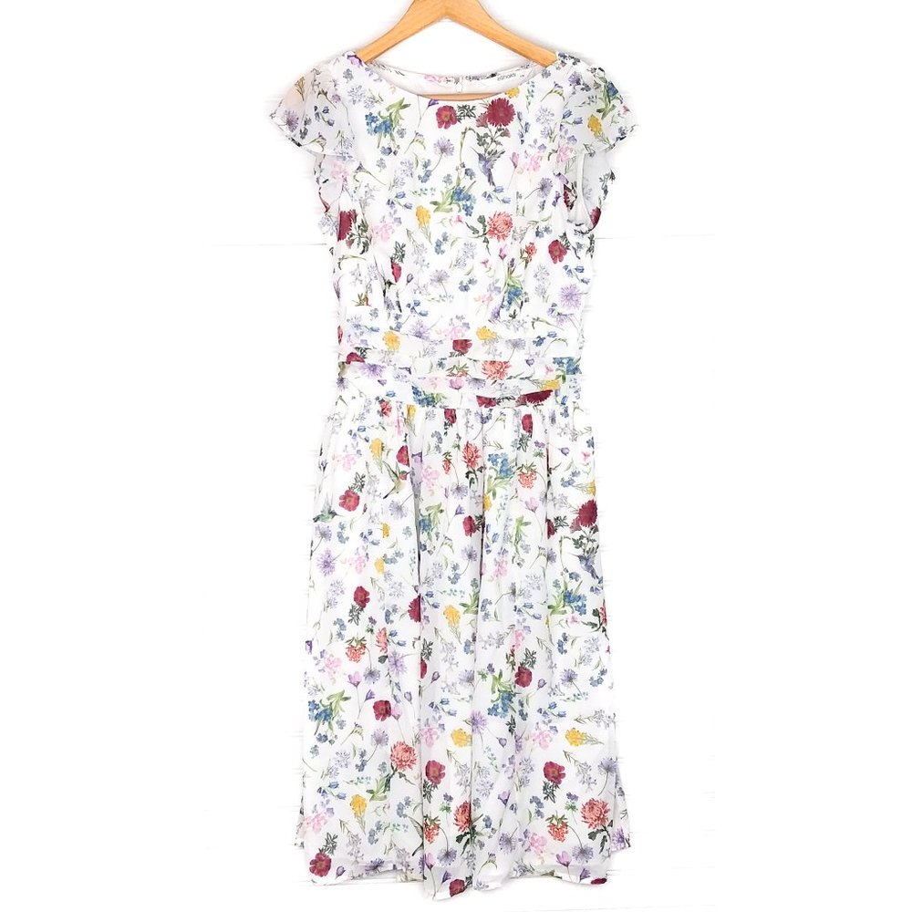 Floral Flutter Sleeve Midi Dress with pockets